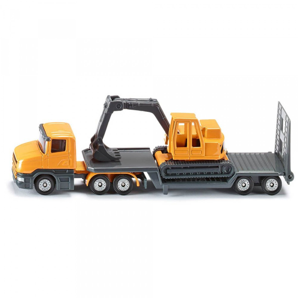 4006874016112 - 1611 Scania mit Sattelauflieger Tieflader mit Bagger rot gelb rot  4006874016112 SIKU