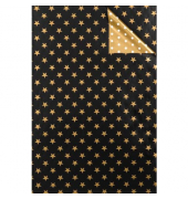Geschenkpapier 7A5834, Sterne und Punkte, 50cm x 250m, schwarz/gold