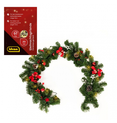 Weihnachtsgirlande mit 20er LED Lichterkette grün 1,8 m