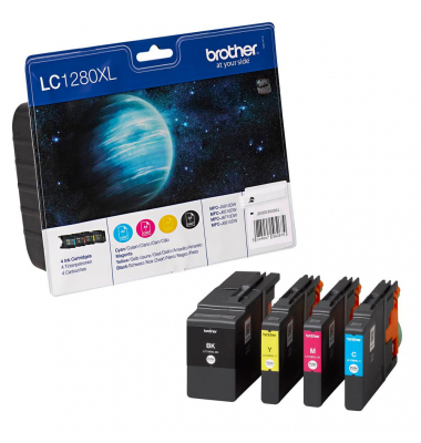 Druckerpatrone LC1280XLVALBP (kompatibel zu LC-1280XL), schwarz/cyan/magenta/gelb, ca. 1x 2400, 3x 1200 Seiten