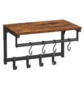 Wandgarderobe braun Holz 8 Haken 40,0 x 24,0 cm