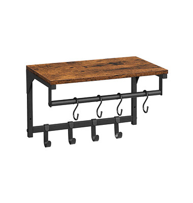 Wandgarderobe braun Holz 8 Haken 40,0 x 24,0 cm