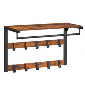 Wandgarderobe braun Holz 10 Haken 65,0 x 42,0 cm