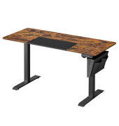 Schreibtisch, elektrisch höhenverstellbar, 72-120cm (H), 140x60cm (BxT), rechteckig, braun / schwarz