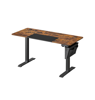 Schreibtisch, elektrisch höhenverstellbar, 72-120cm (H), 140x60cm (BxT), rechteckig, braun / schwarz