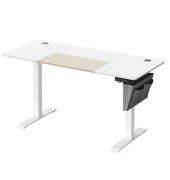 Schreibtisch, elektrisch höhenverstellbar, 72-120cm (H), 140x60cm (BxT), rechteckig, weiß / weiß