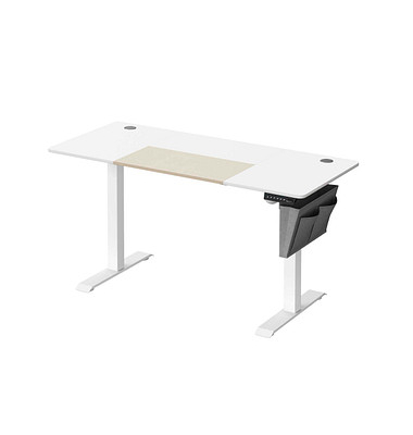 Schreibtisch, elektrisch höhenverstellbar, 72-120cm (H), 140x60cm (BxT), rechteckig, weiß / weiß