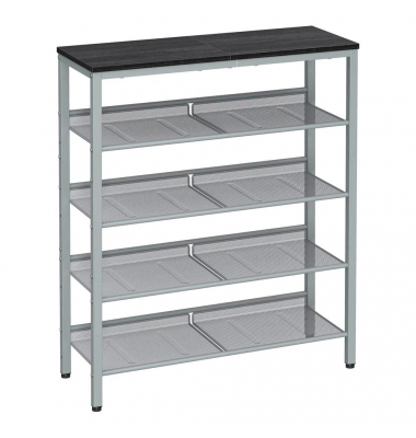 Schuhregal silber, schwarz 75,0 x 28,0 x 93,0 cm