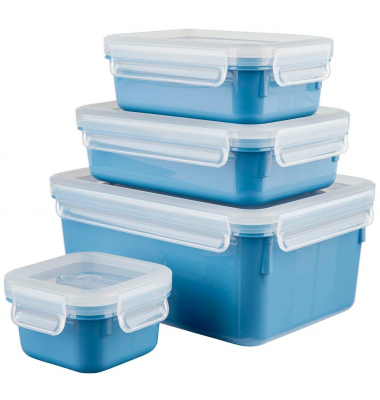 Frischhaltedosen-Set CLIP & CLOSE 5,8  5,8  5,8  9,9 cm hoch blau 0,2  0,55  0,8  2,2 l, 1 Set