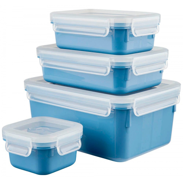 4009049537979 - Clip&Close Colour Edition Frischhaltedosen Set 4-teilig Spülmaschinengeeignete Vorratsdosen für den Transport von flüssigen Speisen 1 Set = 4 Frischhaltedosen Farbe Blau 4009049537979 - Clip&Close Colour Edition Frischhaltedosen Set 4-teilig Spülmaschinengeeignete Vorratsdosen für den Transport von flüssigen Speisen 1 Set = 4 Frischhaltedosen Farbe Blau