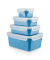 Frischhaltedosen-Set CLIP & CLOSE 5,8  5,8  5,8  9,9 cm hoch blau 0,2  0,55  0,8  2,2 l, 1 Set