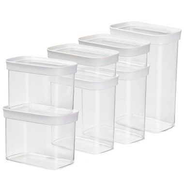 Vorratsdosen-Set OPTIMA 6,5 11,9 17,5 23,8 cm hoch transparentweiß 0,45 1,0 1,6 2,2 l, 1 Set Vorratsdosen-Set OPTIMA 6,5 11,9 17,5 23,8 cm hoch transparentweiß 0,45 1,0 1,6 2,2 l, 1 Set
