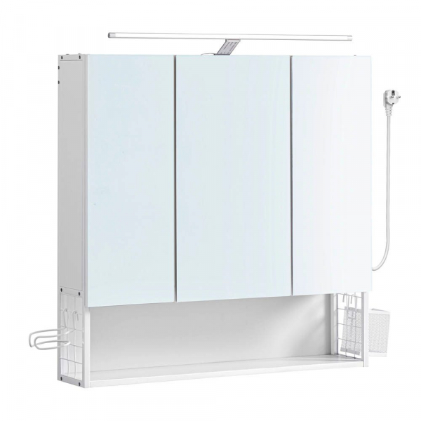 0194343042626 - Songmics - vasagle Spiegelschrank Badezimmerschrank mit Beleuchtung Kabel - Weiß 0194343042626 - Songmics - vasagle Spiegelschrank Badezimmerschrank mit Beleuchtung Kabel - Weiß