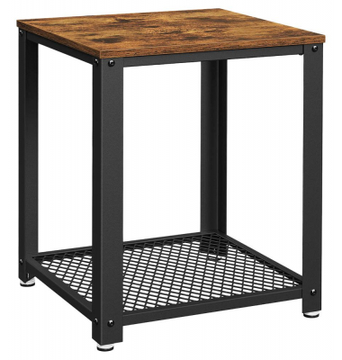 Beistelltisch LET41XV1, 50cm (H), 40x40cm (BxT), rechteckig, braun / schwarz