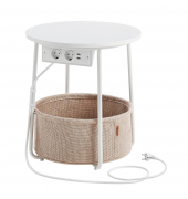 Beistelltisch LET228W02, 50cm (H), 39,6x45cm (BxT), rund, weiß / weiß