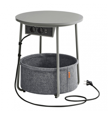 Beistelltisch LET228G02, 50cm (H), 39,6x45cm (BxT), rund, grau / grau