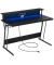 Gaming Schreibtisch schwarz rechteckig, C-Fuß-Gestell schwarz 120,0 x 60,0 cm