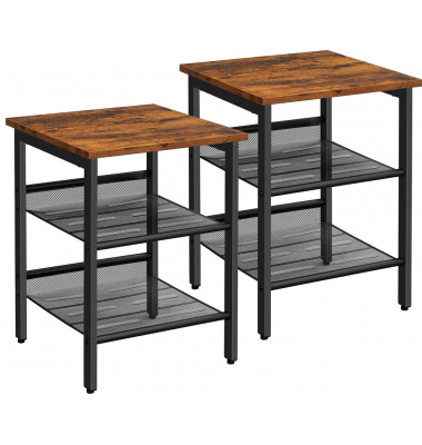 Beistelltisch LET24XV1, 50cm (H), 40x40cm (BxT), rechteckig, braun / schwarz