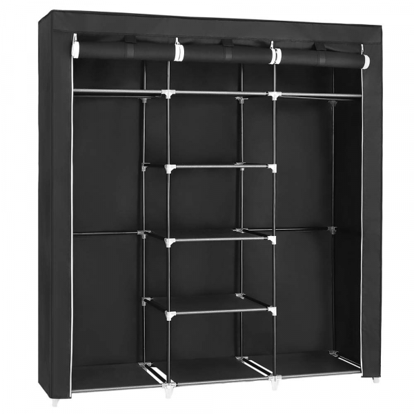 6955880348787 - Songmics - Kleiderschrank Faltschrank Stoffschrank faltbare Garderobe mit 2 Kleiderstange 175 x 150 x 45 cm schwarz RYG12B - Schwarz 6955880348787 - Songmics - Kleiderschrank Faltschrank Stoffschrank faltbare Garderobe mit 2 Kleiderstange 175 x 150 x 45 cm schwarz RYG12B - Schwarz