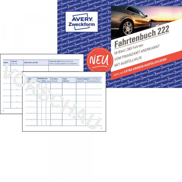 4004182002223 - AVERY Zweckform Fahrtenbuch Pkw mit Kraftstoffverbrauch Formularbuch 222
