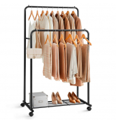 Rollgarderobe weiß Metall 92,5 x 142,0158,0 cm