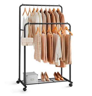 Rollgarderobe weiß Metall 92,5 x 142,0158,0 cm