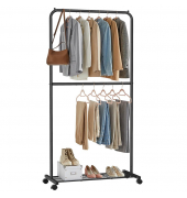 Rollgarderobe schwarz Metall 91,0 x 194,0 cm
