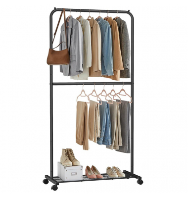 Rollgarderobe schwarz Metall 91,0 x 194,0 cm