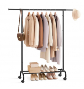 Rollgarderobe schwarz Metall 83,0 - 120,0 x 156,0 cm