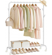 Rollgarderobe weiß Metall 4 Haken 103,5 x 155,0 cm
