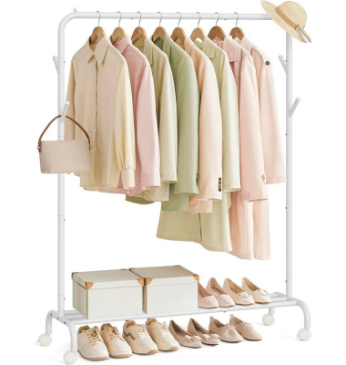 Rollgarderobe weiß Metall 4 Haken 103,5 x 155,0 cm