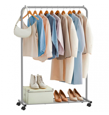 Rollgarderobe grau Metall 91,0 x 158,0 cm