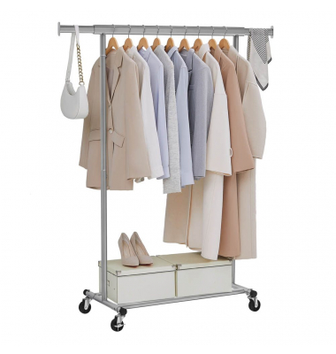Rollgarderobe grau Metall 92,0 - 132,0 x 160,0 cm