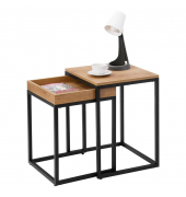 Beistelltisch LNT02NV1, 51/55cm (H), 38/40cmx40/45cm (BxT), rechteckig, braun / schwarz