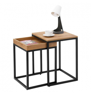Beistelltisch LNT02NV1, 51/55cm (H), 38/40cmx40/45cm (BxT), rechteckig, braun / schwarz