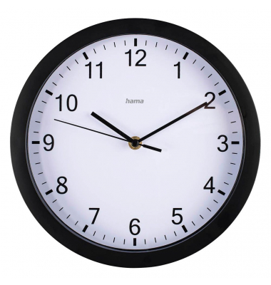 Wanduhr Elba weiß schwarz Kunststoff, Ø 25,0 cm