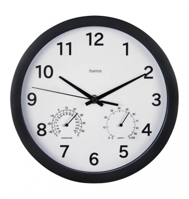 Wanduhr Malta weiß schwarz Kunststoff, Ø 25,0 cm