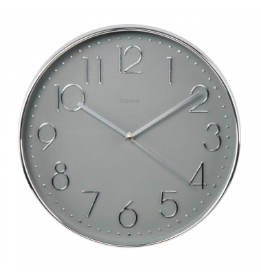 Wanduhr Korsika grau silber Kunststoff, Ø 30,0 cm