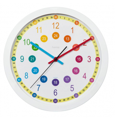 Wanduhr Sal mehrfarbig weiß Kunststoff, Ø 30,0 cm