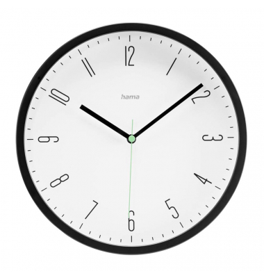 Wanduhr Capri weiß schwarz Kunststoff, Ø 25,0 cm