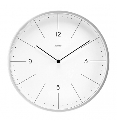 Wanduhr Sardinien weiß silber Kunststoff, Ø 30,0 cm