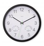Wanduhr Santorini weiß schwarz Kunststoff, Ø 30,0 cm