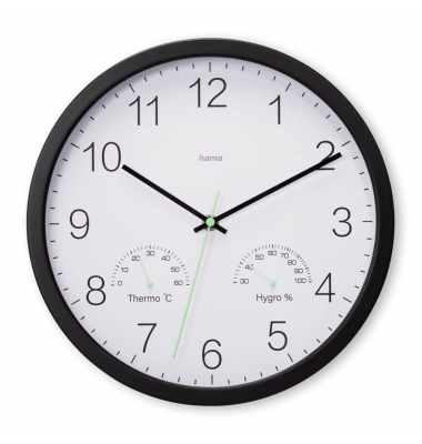Wanduhr Santorini weiß schwarz Kunststoff, Ø 30,0 cm