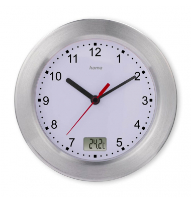 Wanduhr Mauritius weiß silber Aluminium gebürstet, Ø 17,0 cm