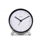 Funkwecker Flores weiß schwarz Kunststoff 12,0 cm, Ø 11,0 cm