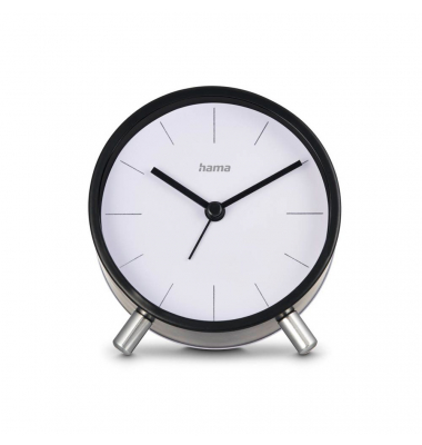 Funkwecker Flores weiß schwarz Kunststoff 12,0 cm, Ø 11,0 cm