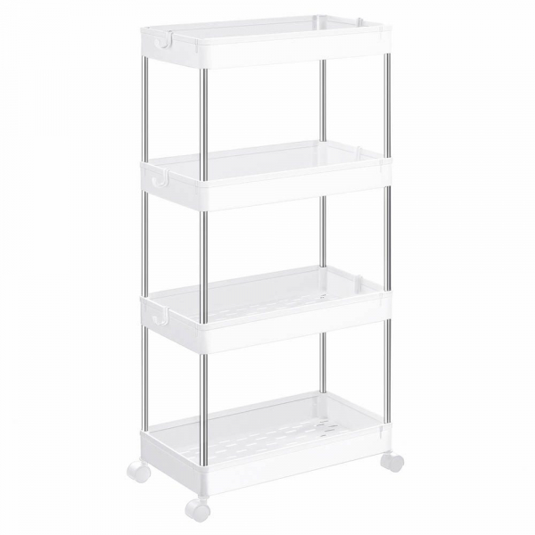 6955880390755 - Servierwagen auf Rollen 4 Ebenen weiß - L40 x H86 cm - Weiß - Calicosy 6955880390755 - Servierwagen auf Rollen 4 Ebenen weiß - L40 x H86 cm - Weiß - Calicosy