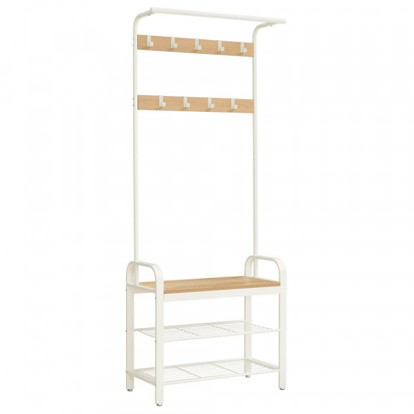 6955880395606 - Garderobenbank mit Haken und Schuhrost HSR40W weiß Holz 720 cm 6955880395606 SONGMICS 6955880395606 - Garderobenbank mit Haken und Schuhrost HSR40W weiß Holz 720 cm 6955880395606 SONGMICS