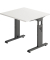 Schreibtisch O-Serie, manuell h&ouml;henverstellbar, 65-85cm (H), 80x80cm (BxT), quadratisch, wei&szlig; / graphit