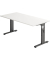 Schreibtisch O-Serie, manuell höhenverstellbar, 65-85cm (H), 160x80cm (BxT), rechteckig, weiß / graphit